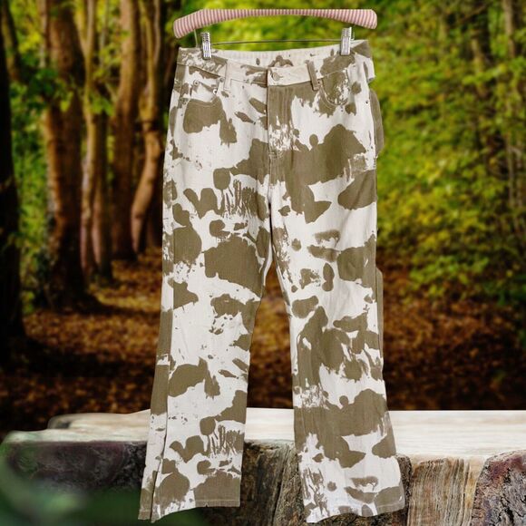 et clet Coastal Cowboy Cow Print wide Leg Jeans Sz M 30"/29" High Waist Cotton - Picture 1 of 8